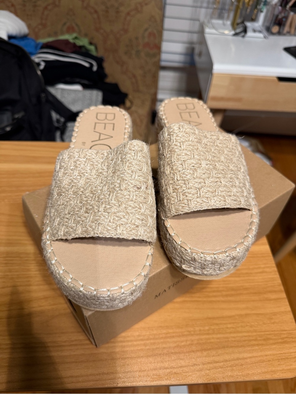 Beach by Matisse Beige Woven Platform Slide - Picture 2 of 5